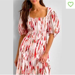 Home
DKNY Print Zip Front Puff Sleeve Linen Blend Top Broken Brushstroke size M